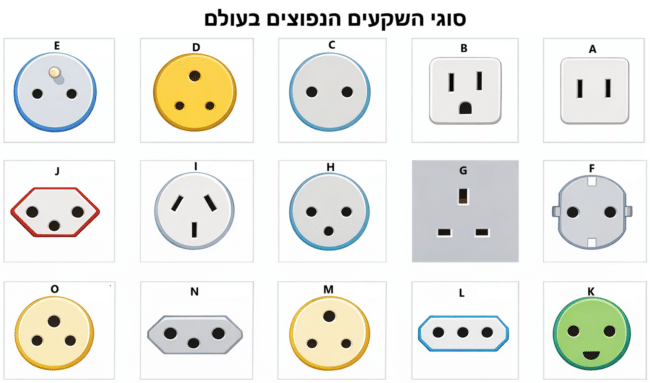 סוגי שקעים נפוצים בעולם